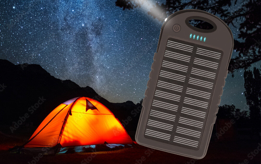 Powerbank solarny FOREVER STB-200 5000mAh Żółty wbudowana dioda led