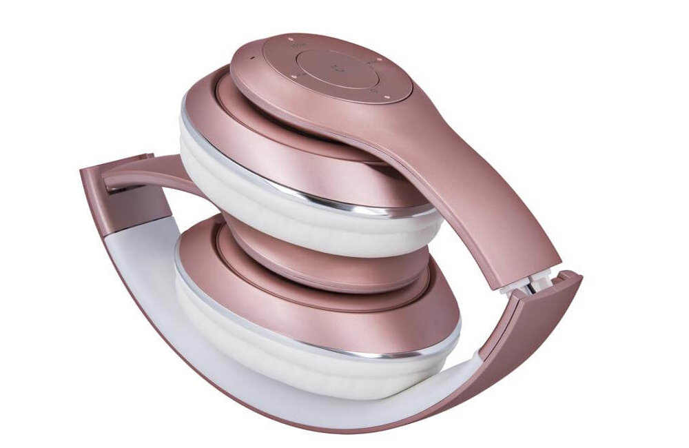SŁUCHAWKI BLUETOOTH FOREVER BHS-300 MUSIC SOUL RÓŻOWE odtwarzacz MP3 pasmo przenoszenia dynamika membrana