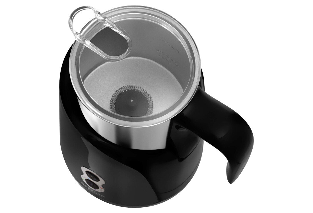 Spieniacz SENCOR SMF 4000BK Wygodna obsługa Przeźroczysta pokrywa z Tritanu z wylewką kontrola proces mleko  Dwufunkcyjna nasadka do spieniania i mieszania