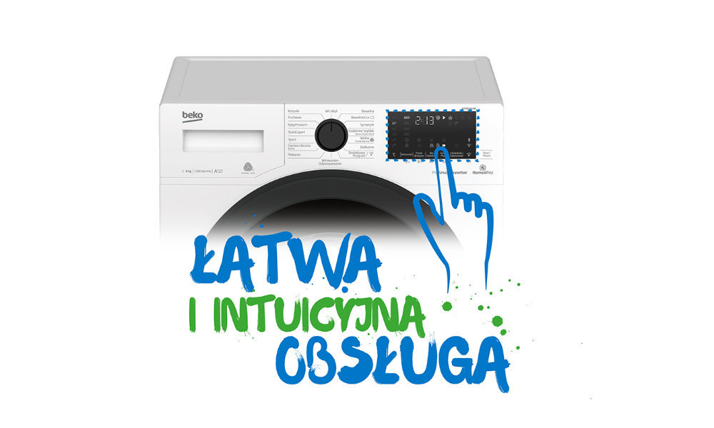 Pralko-suszarka BEKO HTV8712XW - W pełni dotykowy wyświetlacz