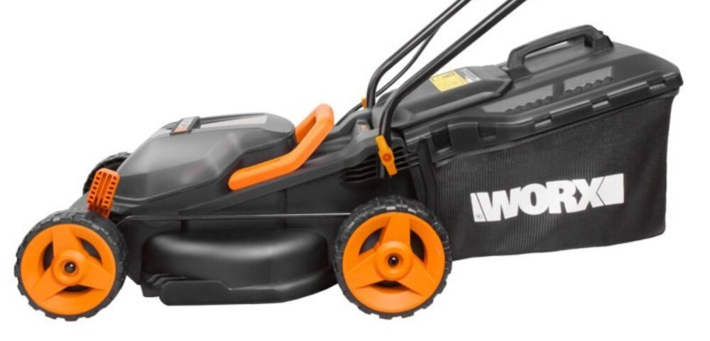 Kosiarka akumulatorowa WORX WG927E + Podkaszarka kosz siatkowy pojemność 30 litrów zintegrowany uchwyt