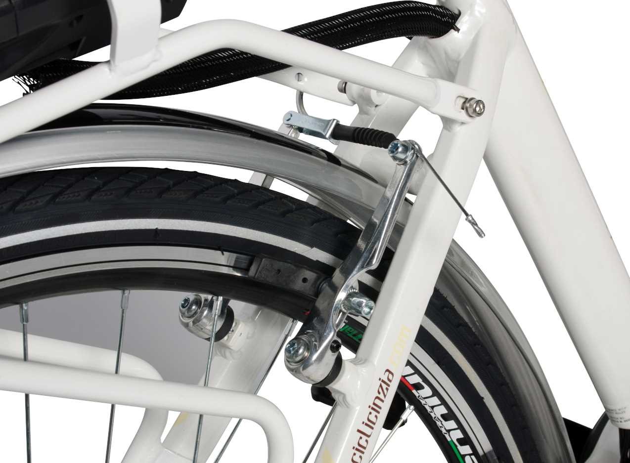 Rower elektryczny CINZIA Sfera BF 28 D18 Biały - HAMULCE