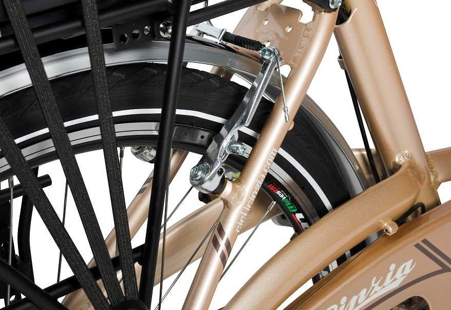 Rower elektryczny CINZIA Sfera 26 D18 Złoty - HAMULCE