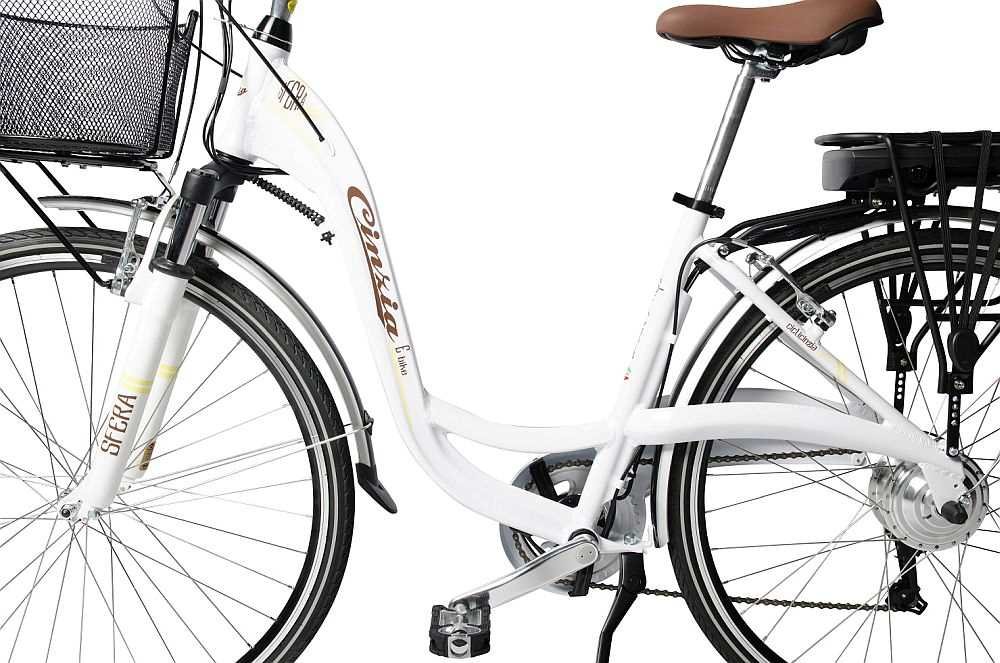 Rower elektryczny CINZIA Sfera 28 D18 Biały - Rama