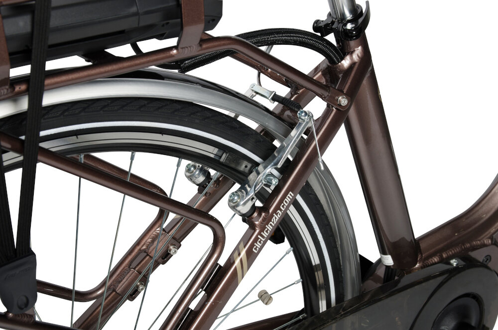 Rower elektryczny CINZIA Sfera BF 28 D18 Brązowy - HAMULCE