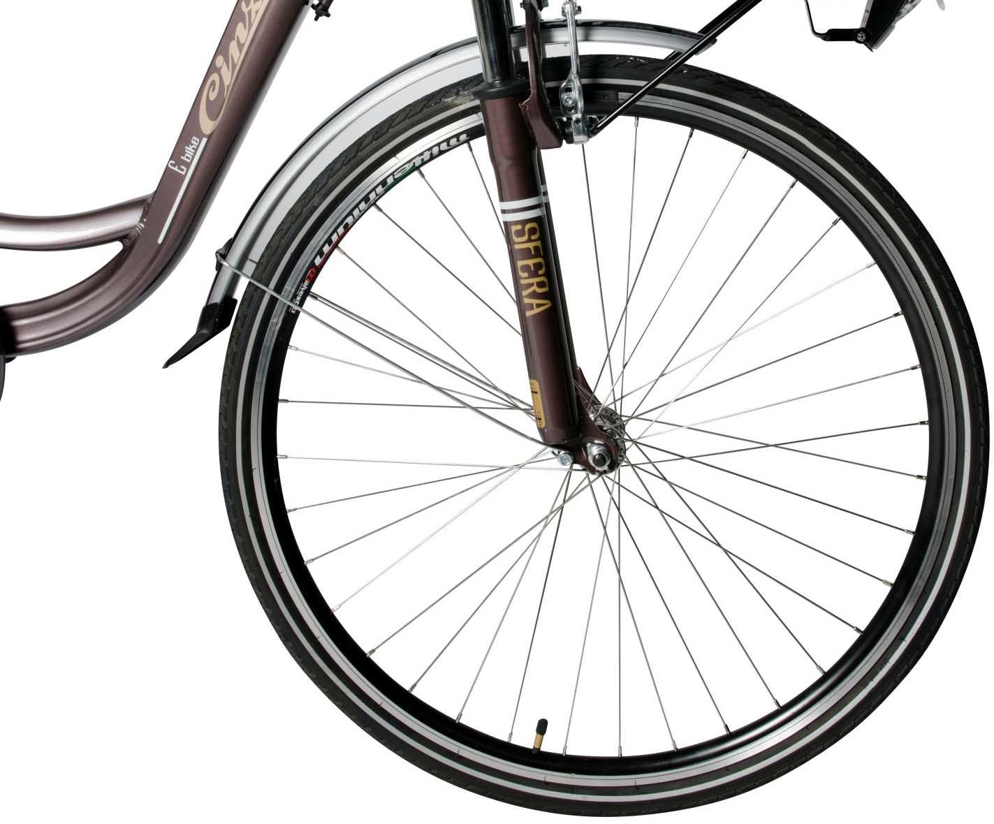 Rower elektryczny CINZIA Sfera 28 D18 Brązowy - KOŁA 