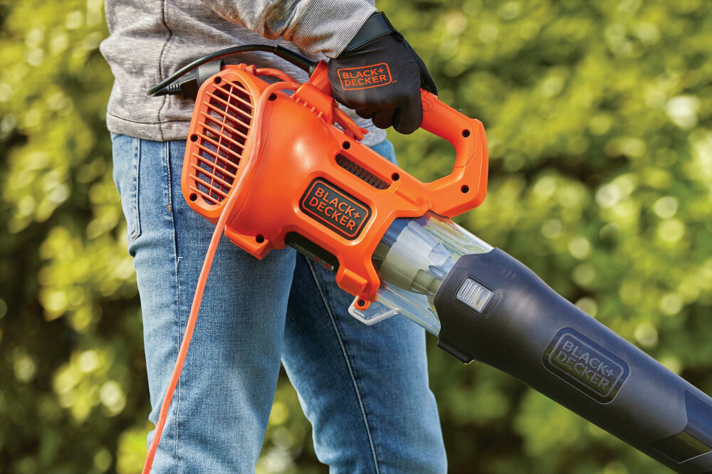 Dmuchawa do liści BLACK&DECKER BEBL185-QS silnik szczotkowy moc 1850 W niezawodnosc wysoka moc predkosc wydmuchu 190 km/h funkcja szybkiego startu