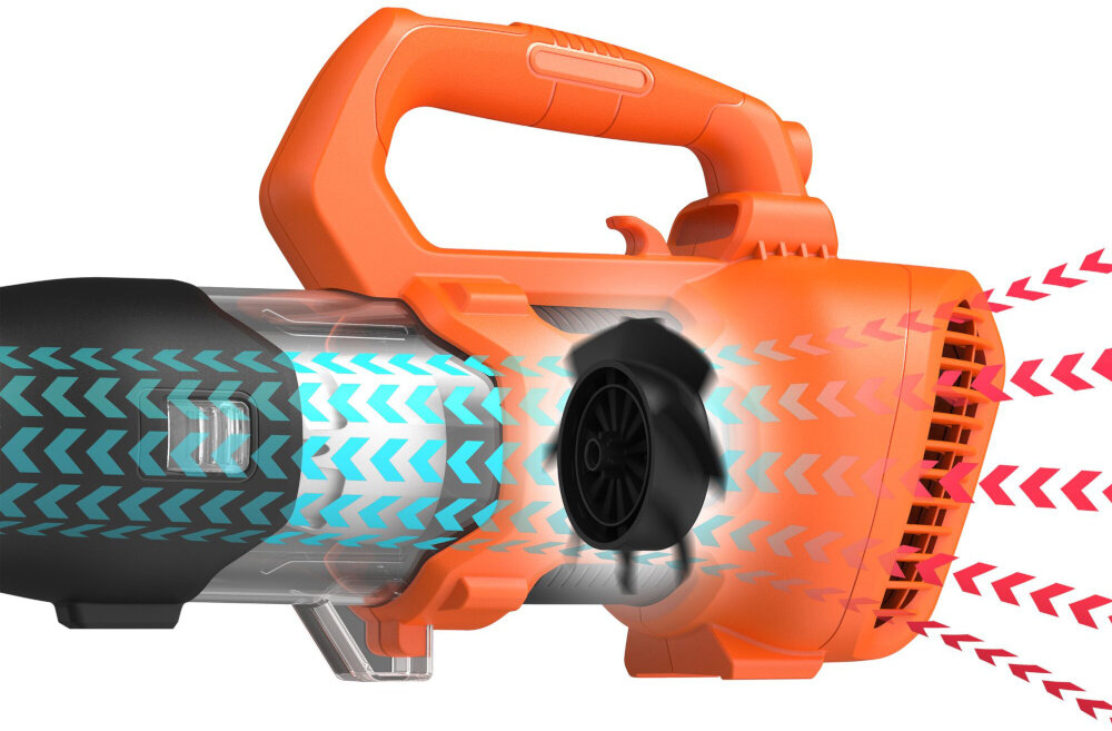 Dmuchawa do liści BLACK&DECKER BEBL185-QS konstrukcja wentylatora osiowego imponujaca wydajnsc przetalacznie powietrza 765 m³/h szbkosc efektownosc