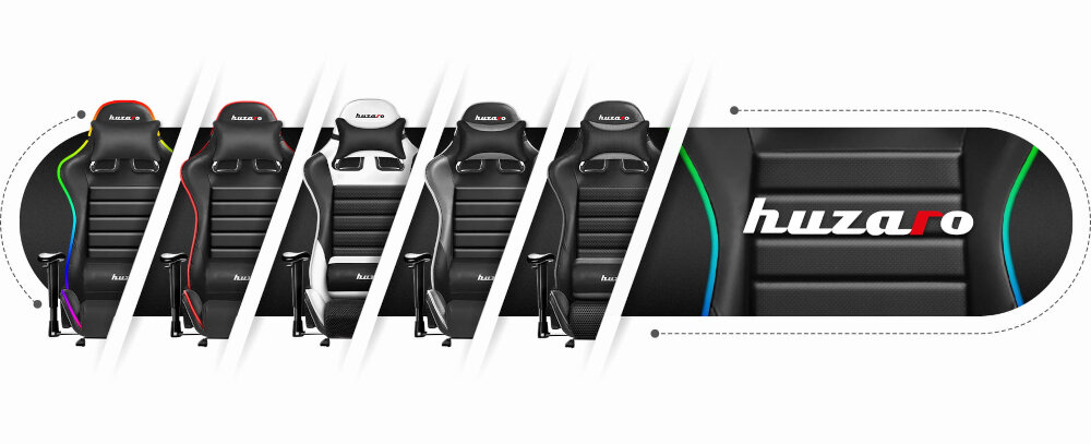 Fotel HUZARO Force 6.0 RGB Mesh Czarny OSWIETLENIE RGB 16 KOLROOW EFEKTY SWIETLNE