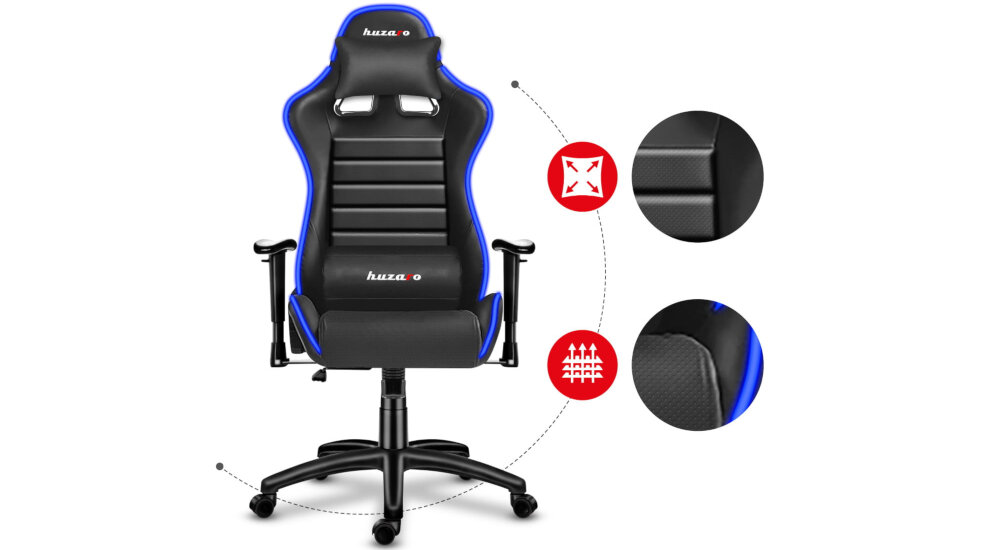 Fotel HUZARO Force 6.0 RGB Mesh Czarny PIANKA TECHNOLOGIA AIR ODDYCHAJACA CYRKULACJA