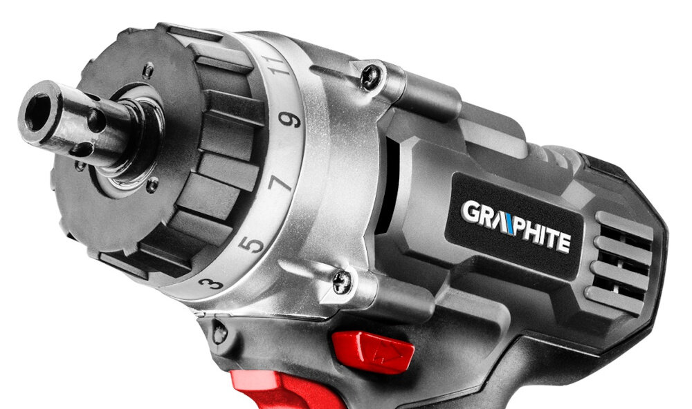 Wiertarko-wkrętarka GRAPHITE 58G022 Energy+ 19-stopniowa regulacja momentu obrotowego z opcja wiercenia pelna kontrola nad kazdym zadaniem dostoswanie sily wkrecania unikanie uszkodzen opca wiercenia wszechstronne zastosowanie precyzja moc