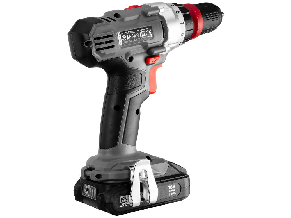 Wiertarko-wkrętarka GRAPHITE 58G022 Energy+ antyposlizgowa rekojesc pewny wygodny chwyt waga 1,1 kg lekka latwa w obsludze komfort ergonomia zaczep do paska wygodne przenoszenie szybki dostep mobilnosc efektywnosc