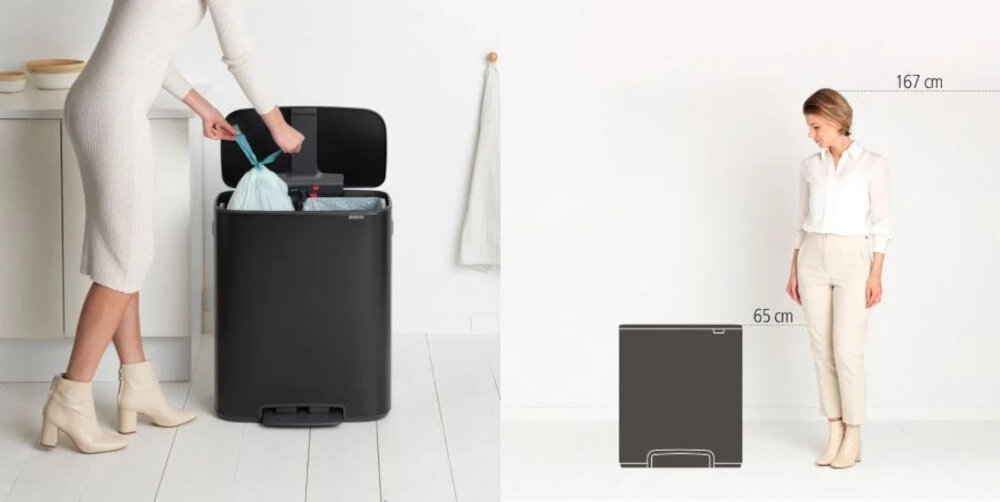 Kosz na śmieci BRABANTIA 211362 Bo Pedal Bin 60L Czarny higiena wygoda Funkcja otwierania na pedał