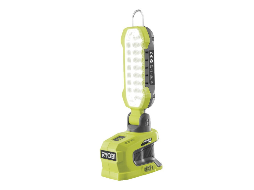 Lampa warsztatowa RYOBI R18ALP-0 w profesjonalnym warsztacie w domu magnes na osprzęt można zawiesić złożyć postawić obraca się w 2 osiach