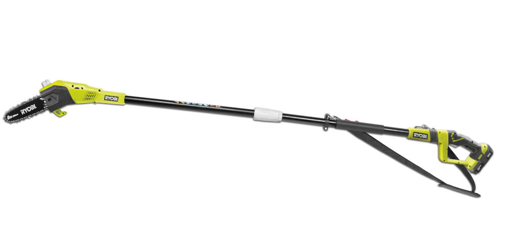 Piła akumulatorowa RYOBI RPP1820-15S niewielka masa 3,9 kg z akumulatorem sprzęt zasilany jest przez akumulator 18 V ONE+ wysokiej jakości sprzęt ogrodniczy