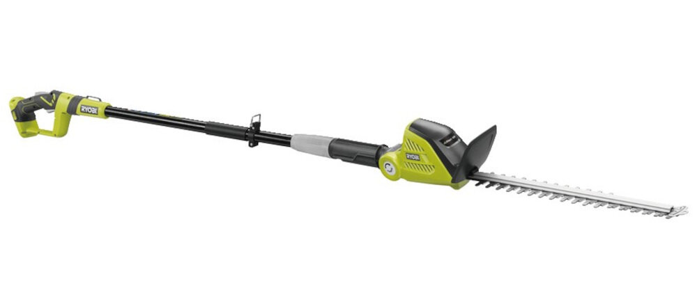 Nożyce do żywopłotu RYOBI OPT1845 akumulatorowe akumulator Li-Ion o napięciu 18 V maksymalna prędkość obrotowa 1350 obr/min cicha praca 92,8 dB swoboda manewrowania w zestawie brak akumulatora i ładowarki