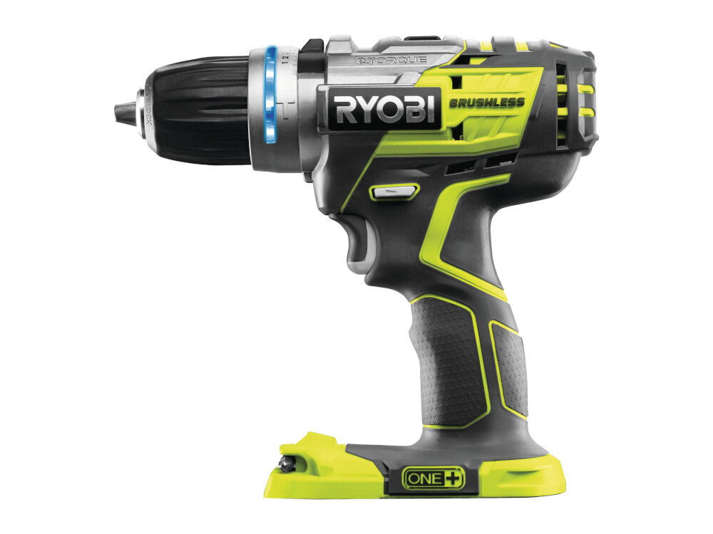 Wiertarko-wkrętarka RYOBI ONE+ R18PDBL-0 elektronarzędzie ze świetnymi parametrami technicznymi solidne niezawodne do pracy w drewnie stali i w murze funkcja udaru niewielka masa 1,3 kg poziom mocy akustycznej 92,5 dB