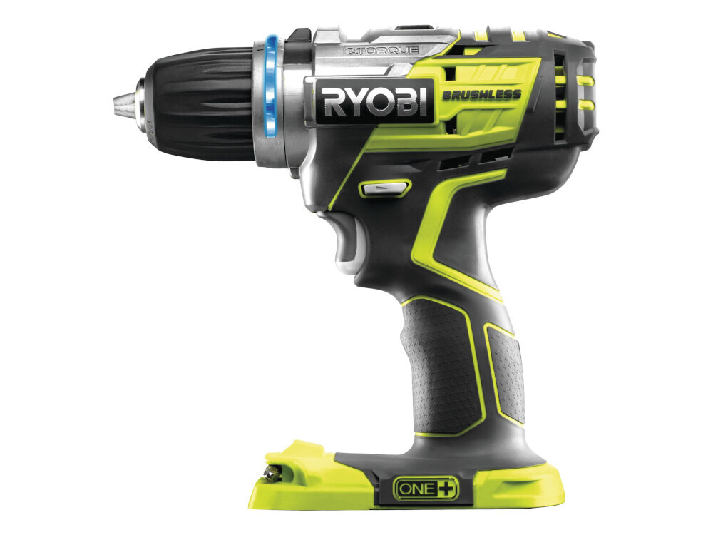 Wiertarko-wkrętarka RYOBI R18DDBL-0 zasilanie akumulator Li-Ion o napięciu 18 V technologia bezszczotkowa korzysta z opatentowanej elektroniki maksymalny moment obrotowy 60 Nm w zestawie brak akumulatora i ładowarki