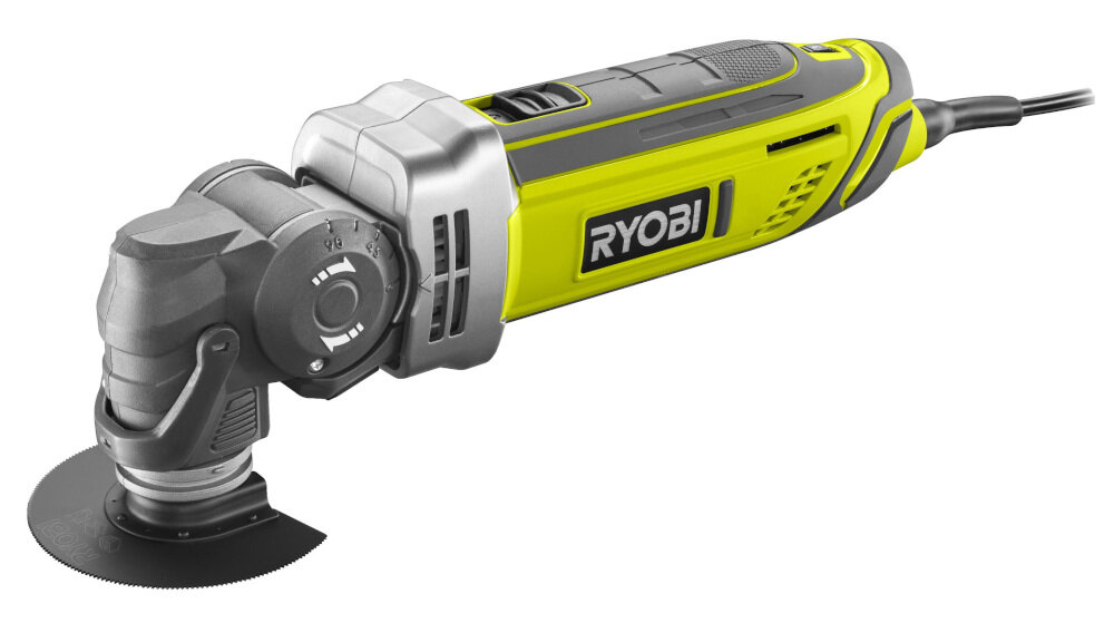 Narzędzie wielofunkcyjne RYOBI RMT300-SA silnik o mocy 300 Wwysokiej jakości maksymalna prędkość obrotowa do 2200 obr/min niewielka masa 1,4 kg poziom mocy akustycznej 98 dB