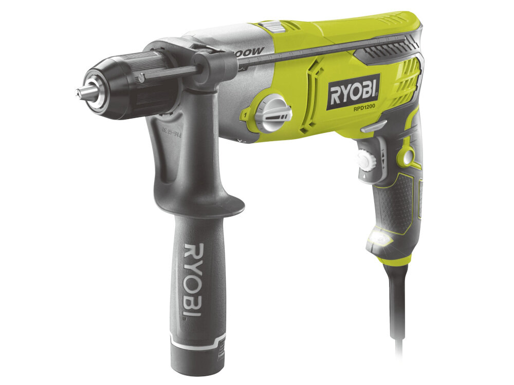 Wiertarka udarowa RYOBI RPD1200-K świetne parametry techniczne solidne i niezawodne funkcja udaru wbudowana dioda LED