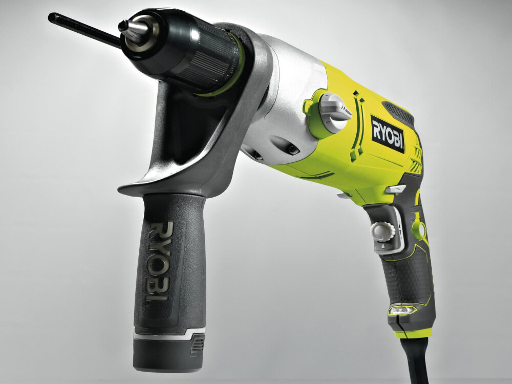 Wiertarka udarowa RYOBI RPD1010-K silnik wydajny o mocy 1010 W maksymalna prędkość obrotowa do 3200 obr/min liczba udarów 51200 łatwe wiercenie