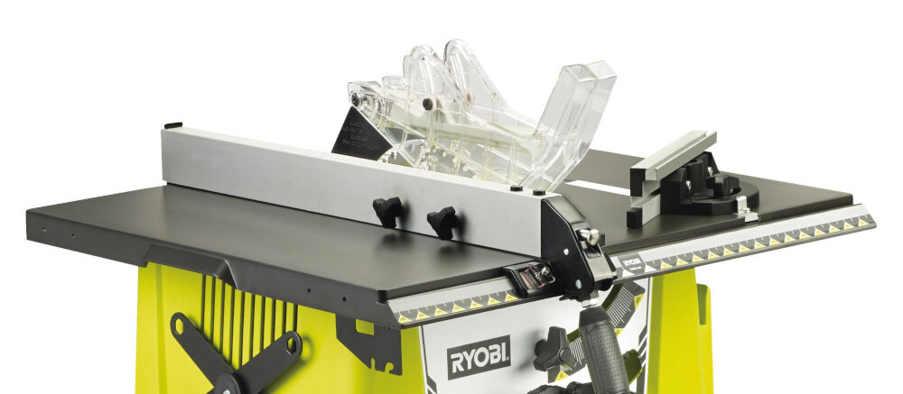 Pilarka stołowa RYOBI RTS1800-G silnik moc 1800 W ochrona przed przeciążeniem stól odlany z aluminium współpracuje z tarczą o średnicy 254 mm otwór tarczy 30 mm