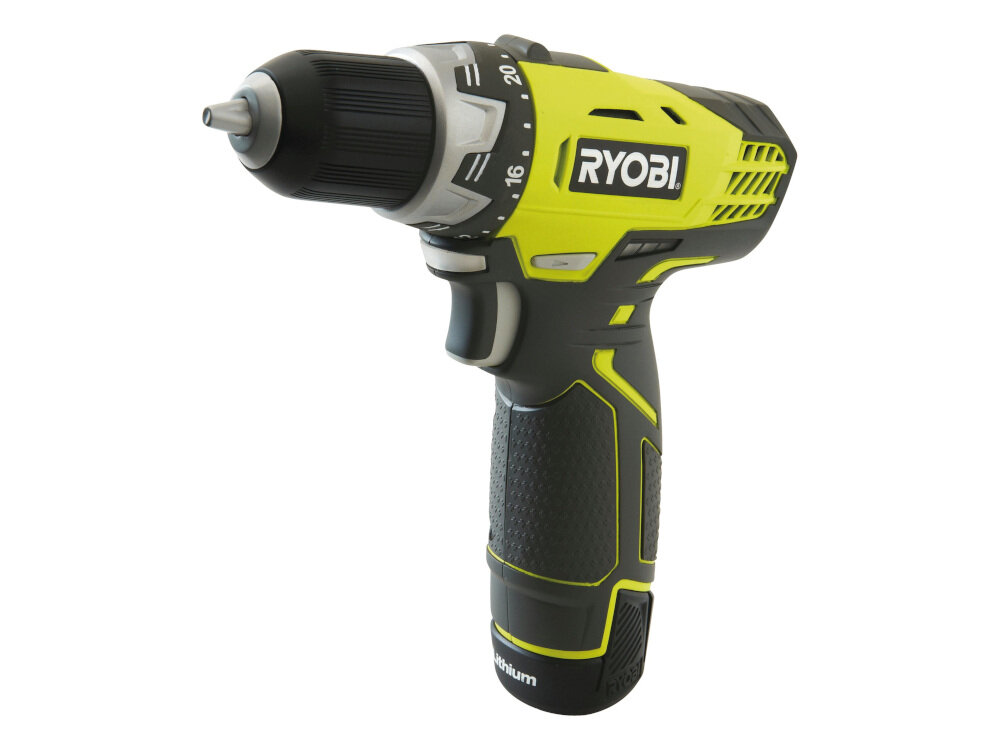 Wiertarko-wkrętarka RYOBI RCD12012L elektronarzędzie ze świetnymi parametrami technicznymi solidne i niezawodne do pracy w drewnie i w metalu niewielka masa 0,9 kg poziom mocy akustycznej 76,5 dB