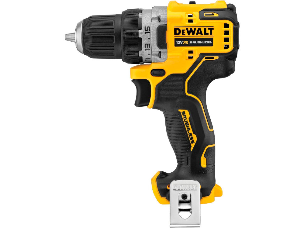 Wiertarko-wkrętarka DEWALT DCD701N dla majsterkowiczow dla profesjonalistow funkcjonalnosc wiertarki i wkretarki lekka konstrukcja dwa biegi ergonomiczna budowa