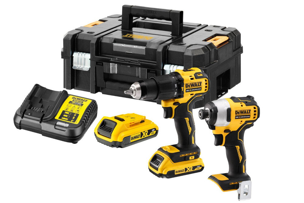 Zestaw Combo DEWALT DCK2062S2T w zestawie wiertarko-wkrętarka DCD709 zakrętarka udarowa DCF809 dwa akumulatory walizka transportowa ładowarka instrukcja obsługi w języku polskim karta gwarancyjna