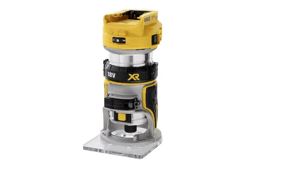 DEWALT DCW604NT frezarka nastaw głębokość frezowanie lekka konstrukcja komfort praca blokada wrzeciono wymiana tarcza ogranicznik głębokość