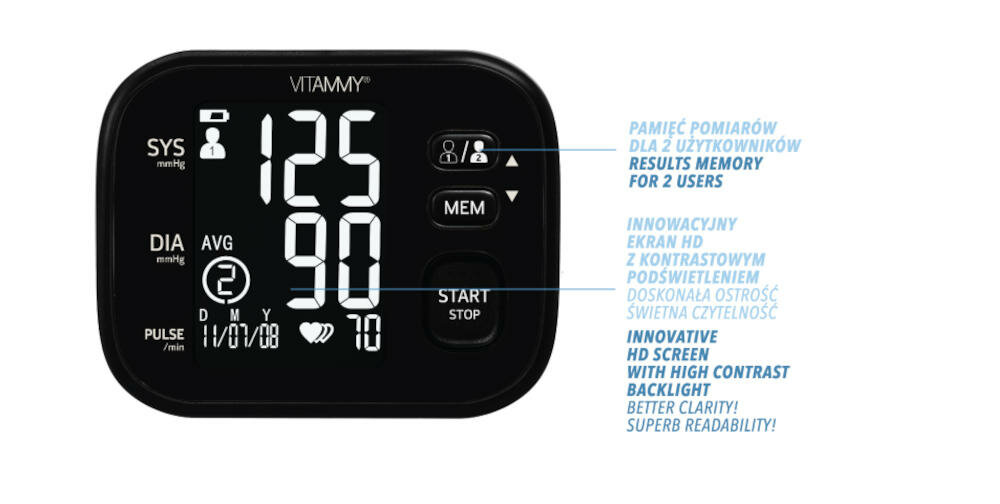 VITAMMY-Super-Cosmo ciśnieniomierz szybki algorytm nieregularna praca pomiar ciśnienie pompowanie mankiet