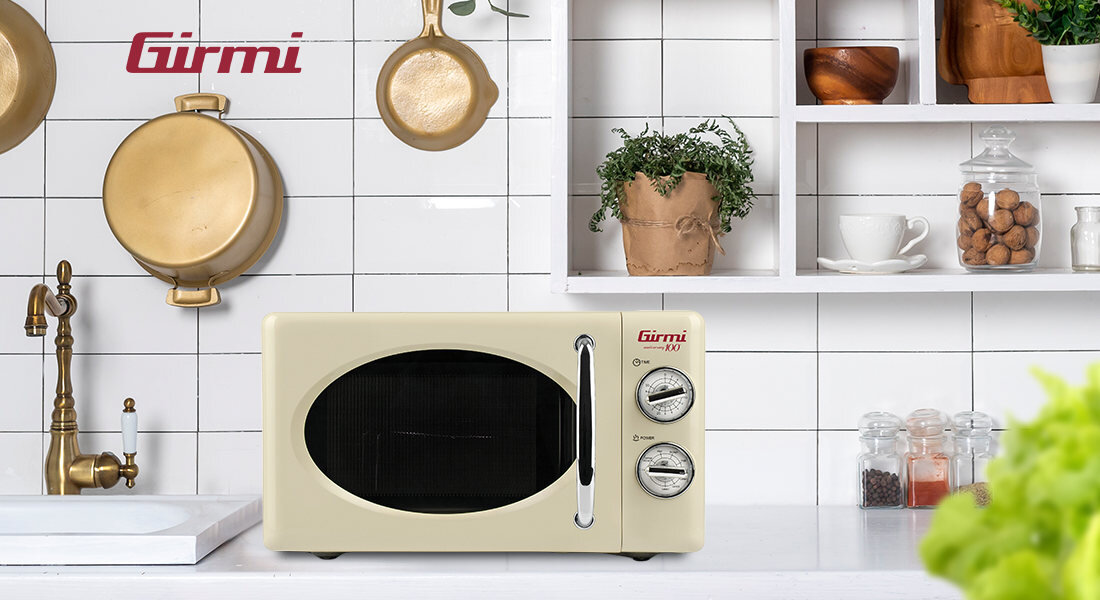 Kuchenka mikrofalowa GIRMI FM2105 Kremowy styl vintage prezentacja solidna trwala wysoka jakosc nowoczesna wykonanie