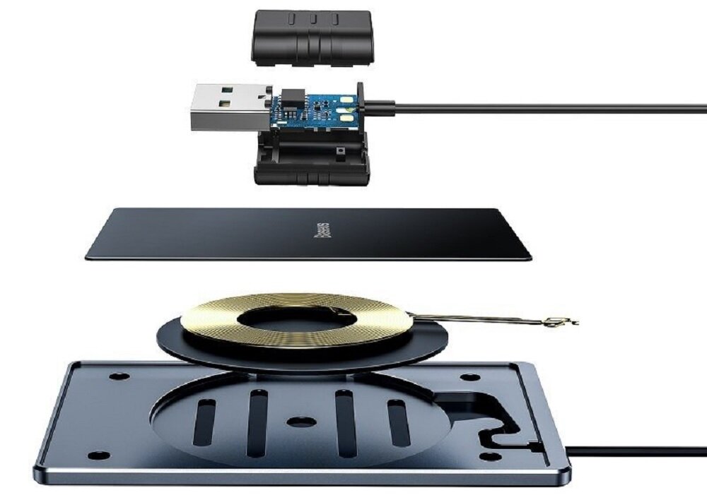 Ładowarka indukcyjna Baseus Card czarny mała cienka kompaktowa szybkie ładowanie wodoszczelna