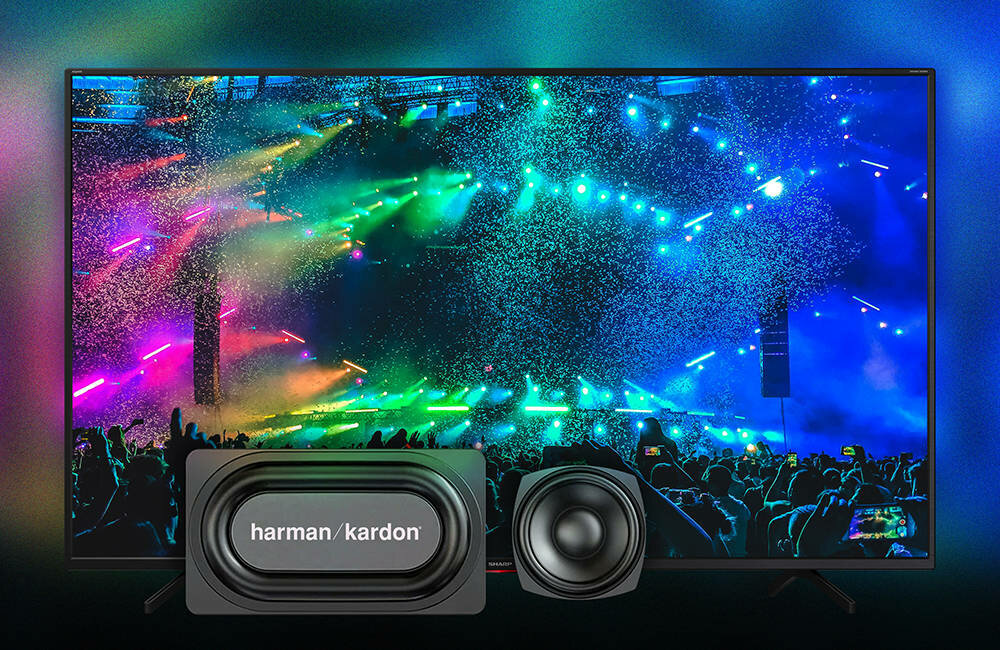 TELEWIZOR SHARP LED 50BL5EA UHD ANDROID @TV HDR10 Harman Kardon wysokotonowe glosniki woofer precyzja naturalny tember 