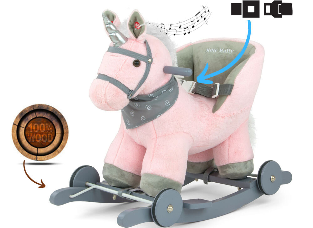 Koń na biegunach MILLY MALLY Polly Miętowy składane kółka podnóżki rączki rozwój koordynacji równowagi