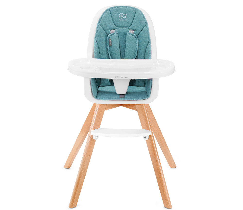 Krzesełko do karmienia KINDERKRAFT Tixi Turkusowy Regulacja wysokości możliwość 3-stopniowej regulacja tacki