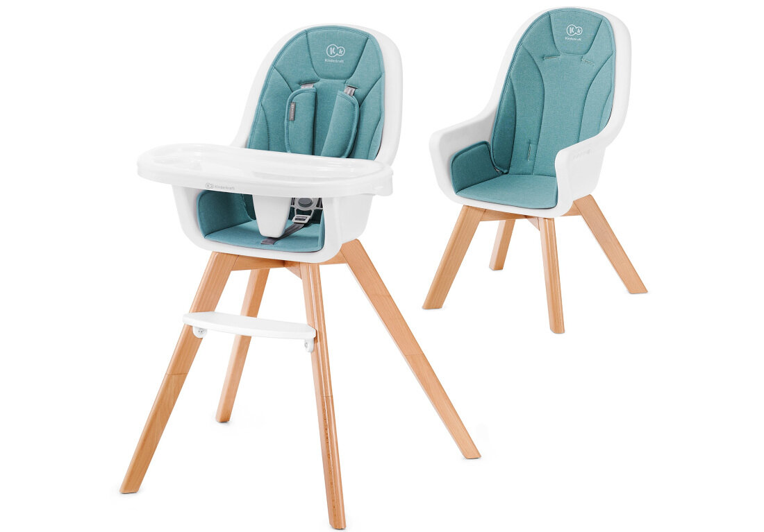 Krzesełko do karmienia KINDERKRAFT Tixi Turkusowy Estetyczny design Szary kolor