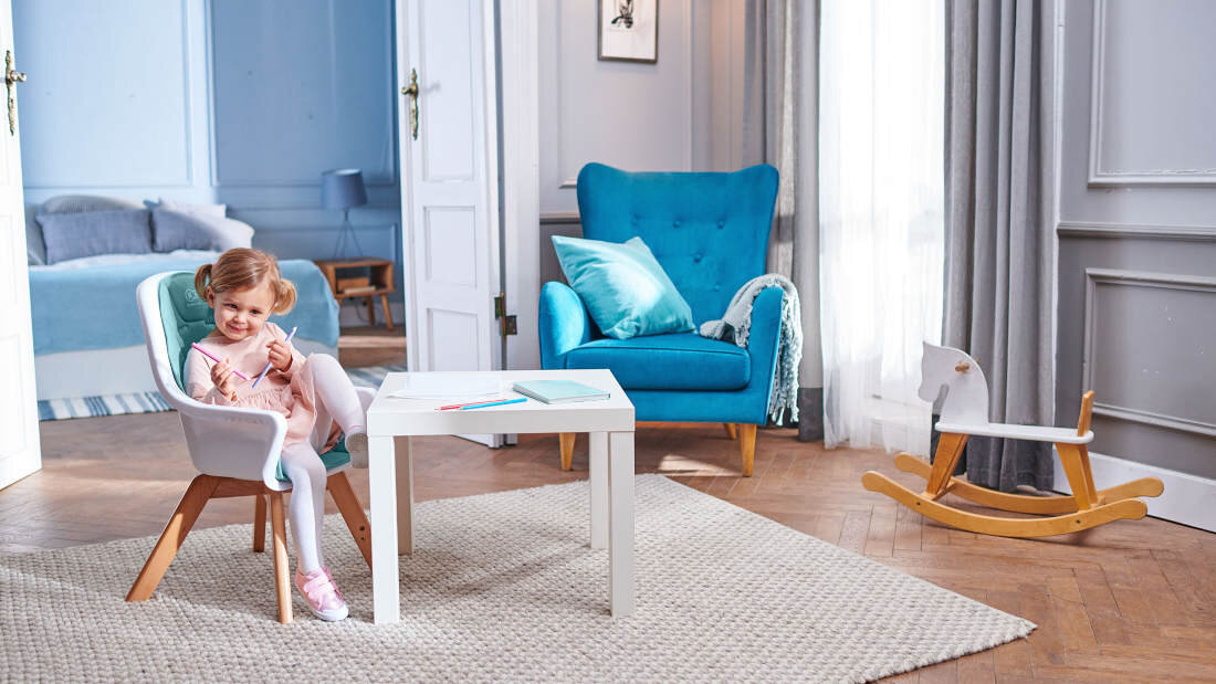 Krzesełko do karmienia KINDERKRAFT Tixi Turkusowy Długa żywotność