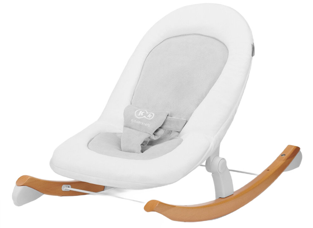 Leżaczek KINDERKRAFT Finio Biały ergonomiczne funkcjonalne wygodne bezpieczne skandynawski design