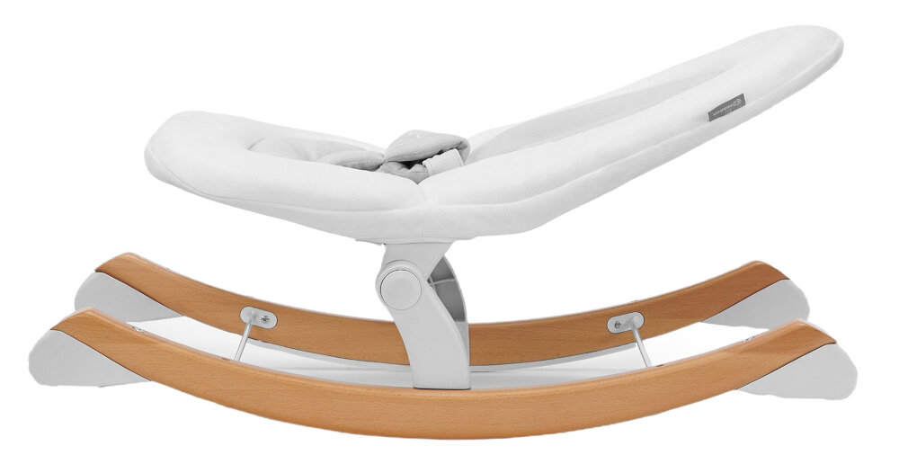 Leżaczek KINDERKRAFT Finio Biały dla dzieci od pierwszych dni zycia do 9 kg solidna stalowa konstrukcja lkka waga 3,5 kg skandynawski styl