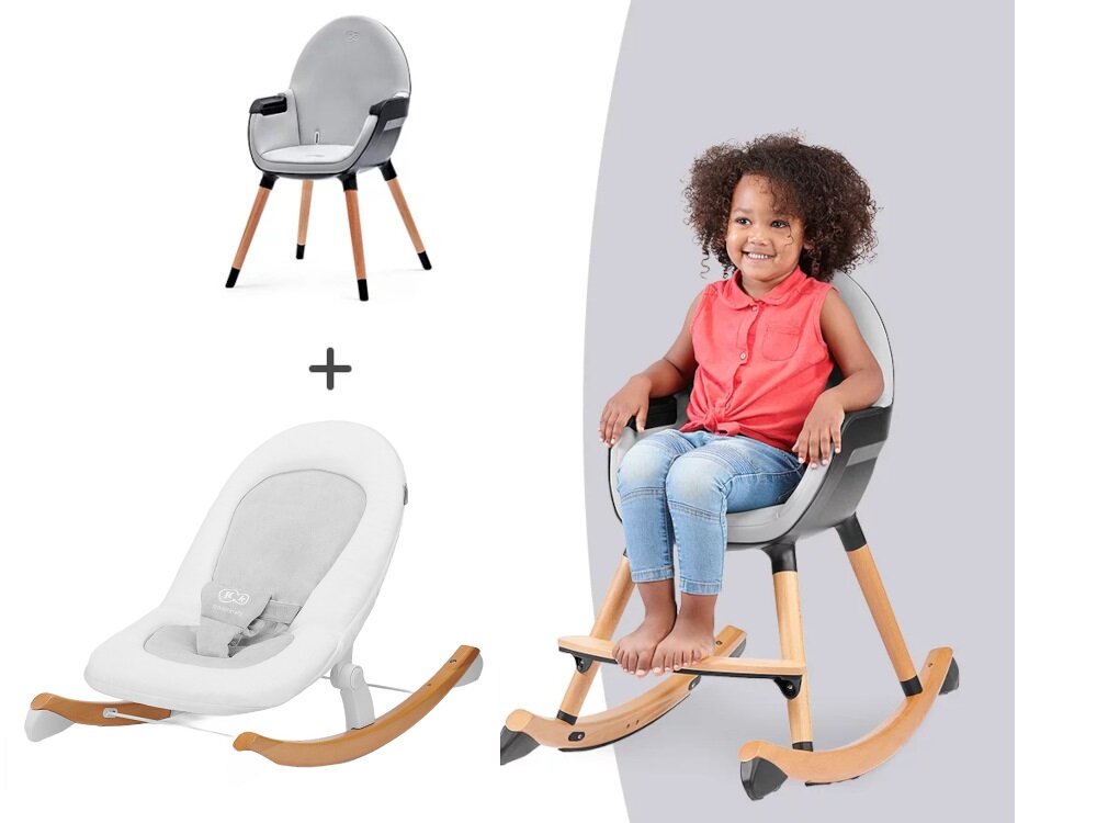 Leżaczek KINDERKRAFT Finio Biały kompatybilny z krzeselkiem FINI bujane krzeselko gumowe nakladki na plozach