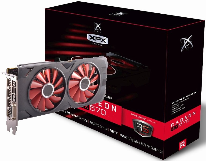 Karta graficzna XFX AMD Radeon RX 570 RS 4GB - szybkie działanie krótki czas reakcji przeznaczenie gamingowe i profesjonalne 4Gb GDDR5