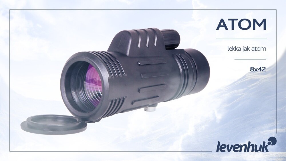Monokular LEVENHUK 8x42 Atom kv lifestyle początek opisu sekcja nagłówkowa