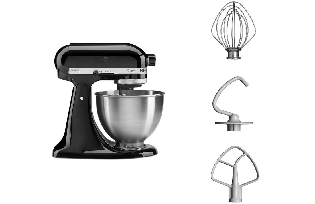Robot kuchenny planetarny KITCHENAID Classic 5K45SSEOB 275W zestaw akcesoria komplet wyposazenie misa pojemnosc 4,3 l 3 rodzaje koncowek