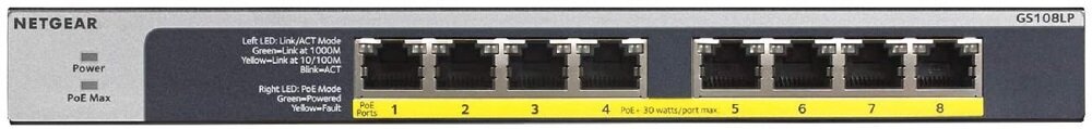 Switch NETGEAR GS108LP - rozmiar i waga zasilanie PoE