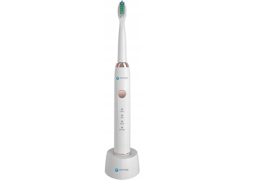 Szczoteczka soniczna ORO-MED Oro-Sonic Basic Biala wielofunkcyjnosc az 3 tryby tryv clean czyszczenie tryb sensitive delikatny tryb white wybielanie tryb clean poleruje i wybiela