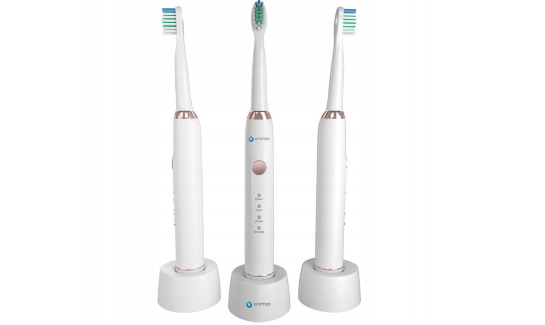 Szczoteczka soniczna ORO-MED Oro-Sonic Basic Biala efekty rezultaty 28000 ruchow sonicznych na minute