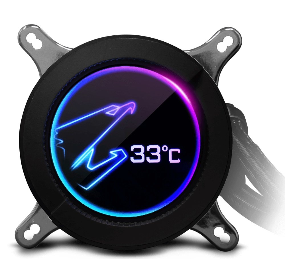 Chlodzenie CPU Gigabyte Aorus Liquid cooler 240 pompa wody ekran LCD temperatura procesora grafika AORUS