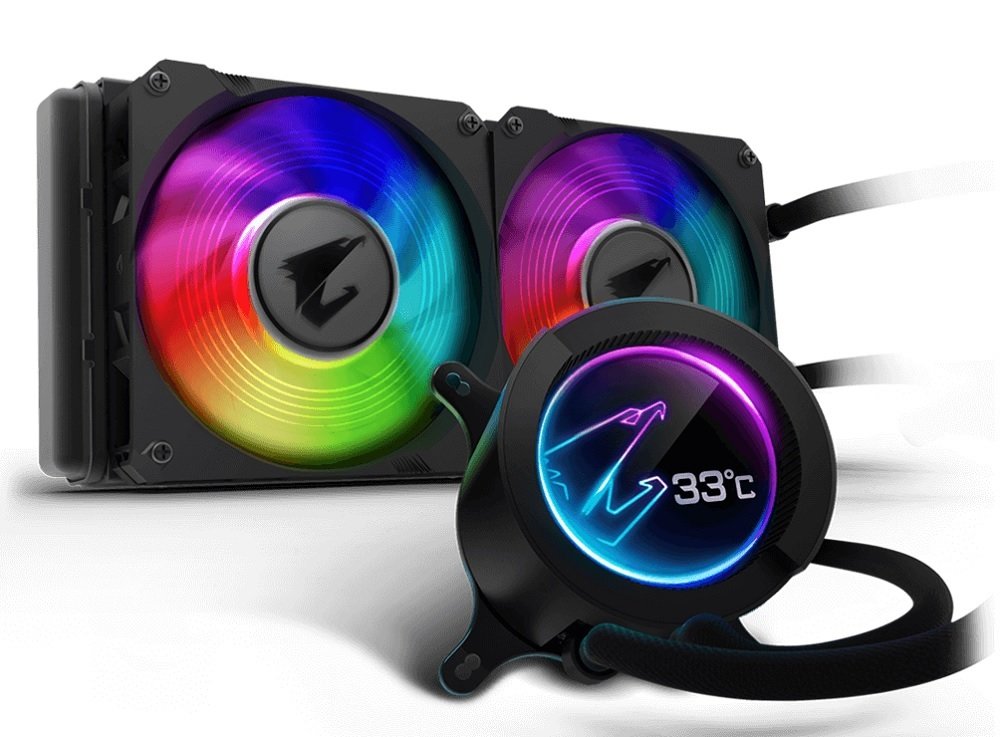 Chlodzenie CPU Gigabyte Aorus Liquid cooler 280 stabilna temperatura wbydowany wyświetlacz LED