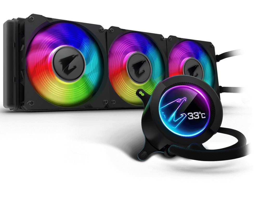 Chlodzenie CPU Gigabyte Aorus Liquid cooler 360 stabilna temperatura wbydowany wyświetlacz LED